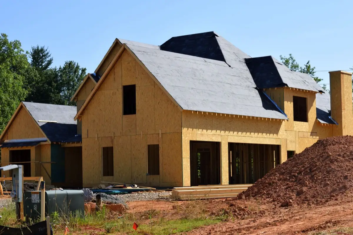 House with new roof decking and synthetic underlayment during a roof replacement in Brandon, FL