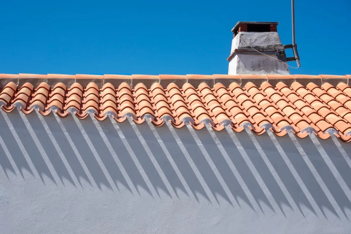 Roof ridge line and chimney on a home in Brandon, FL